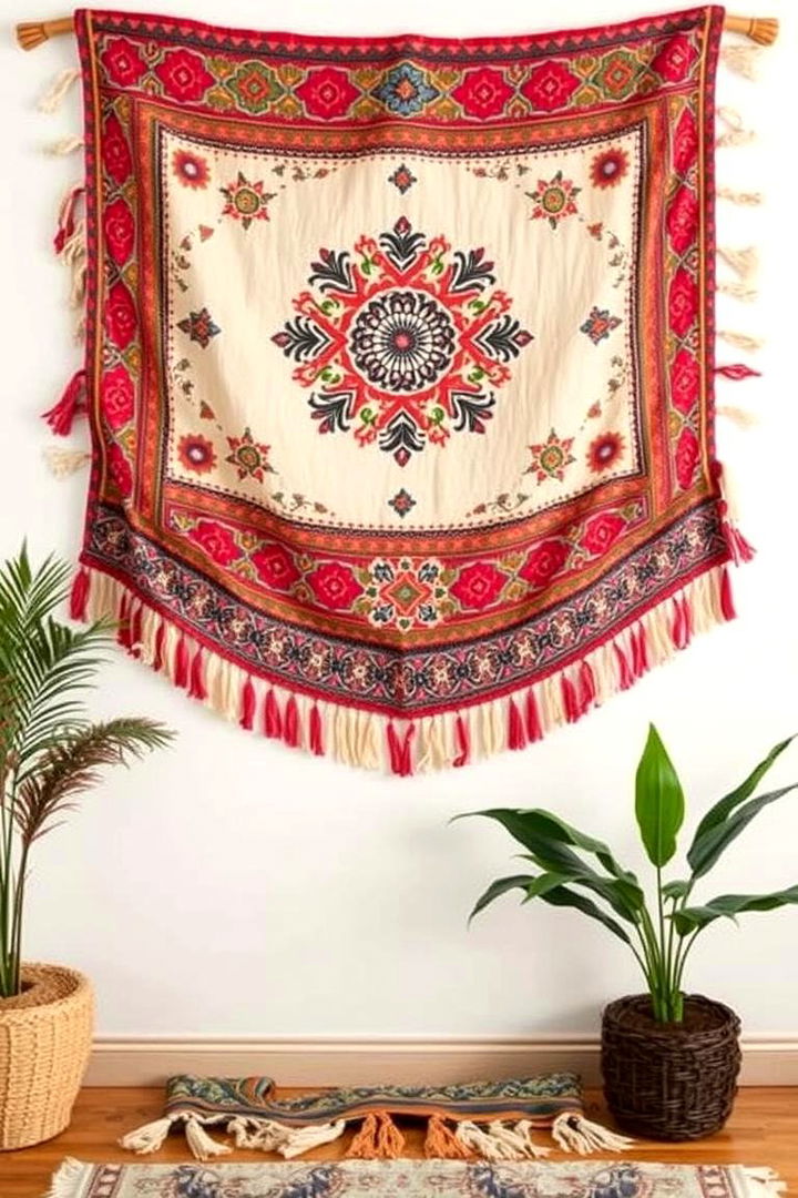 Bohemian Wall Tapestry Feature - 22 Bohemian Home Office Ideas