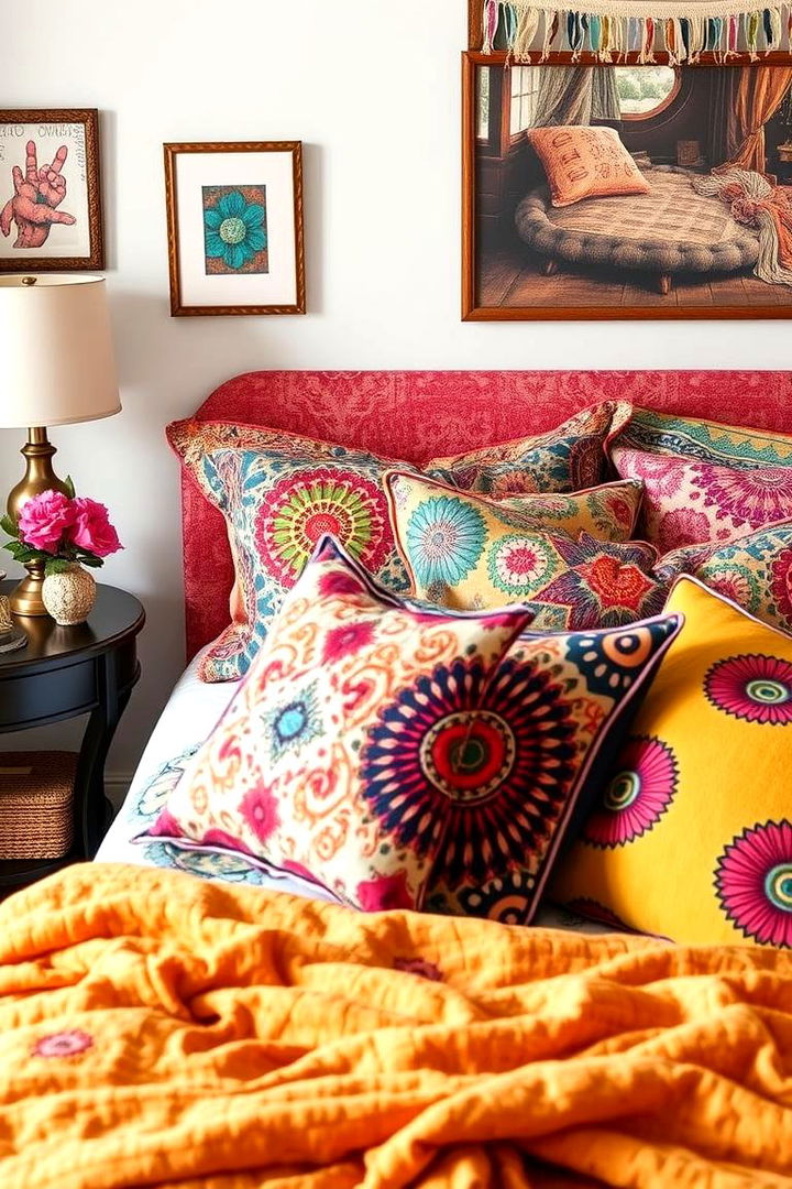 Boho 70s Throw Pillows - 22 70s Bedroom Decor Ideas