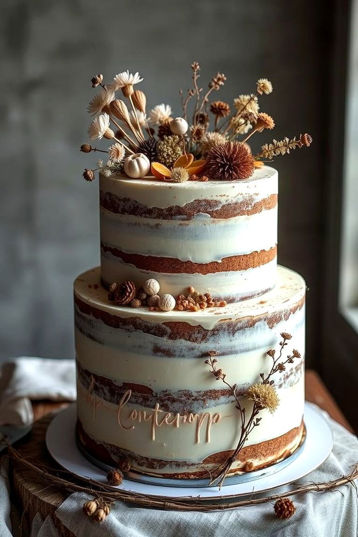 Boho Breeze - 22 Naked and Semi-naked Wedding Cake Ideas