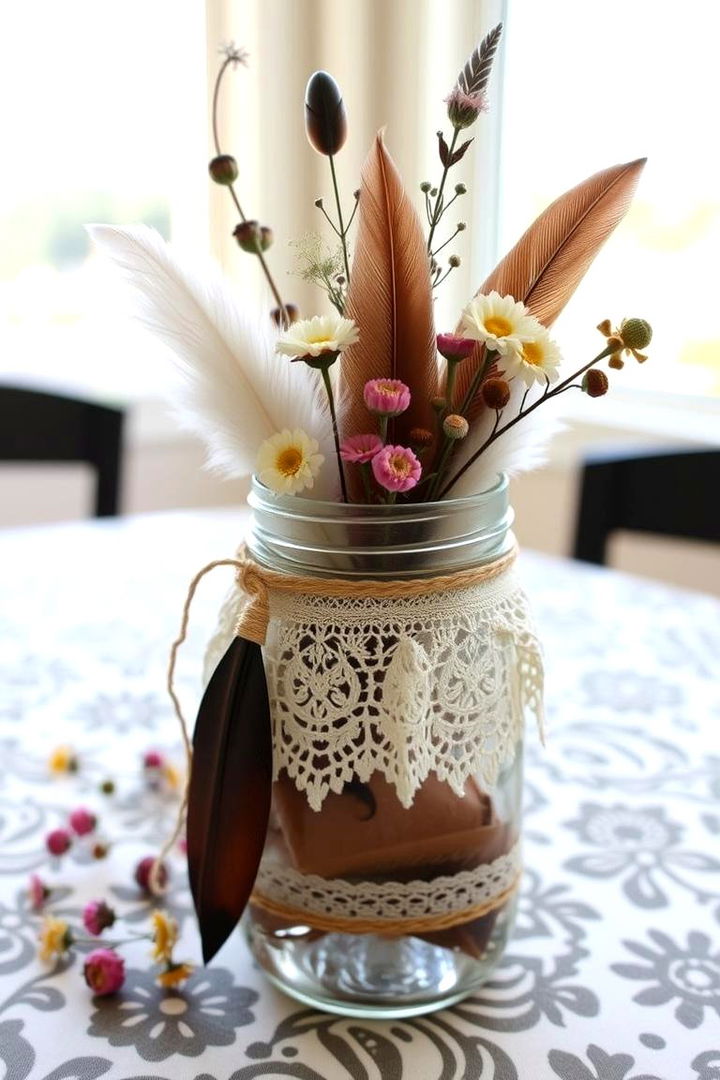 Boho Festive Arrangement - 22 Mason Jar Centerpiece Ideas