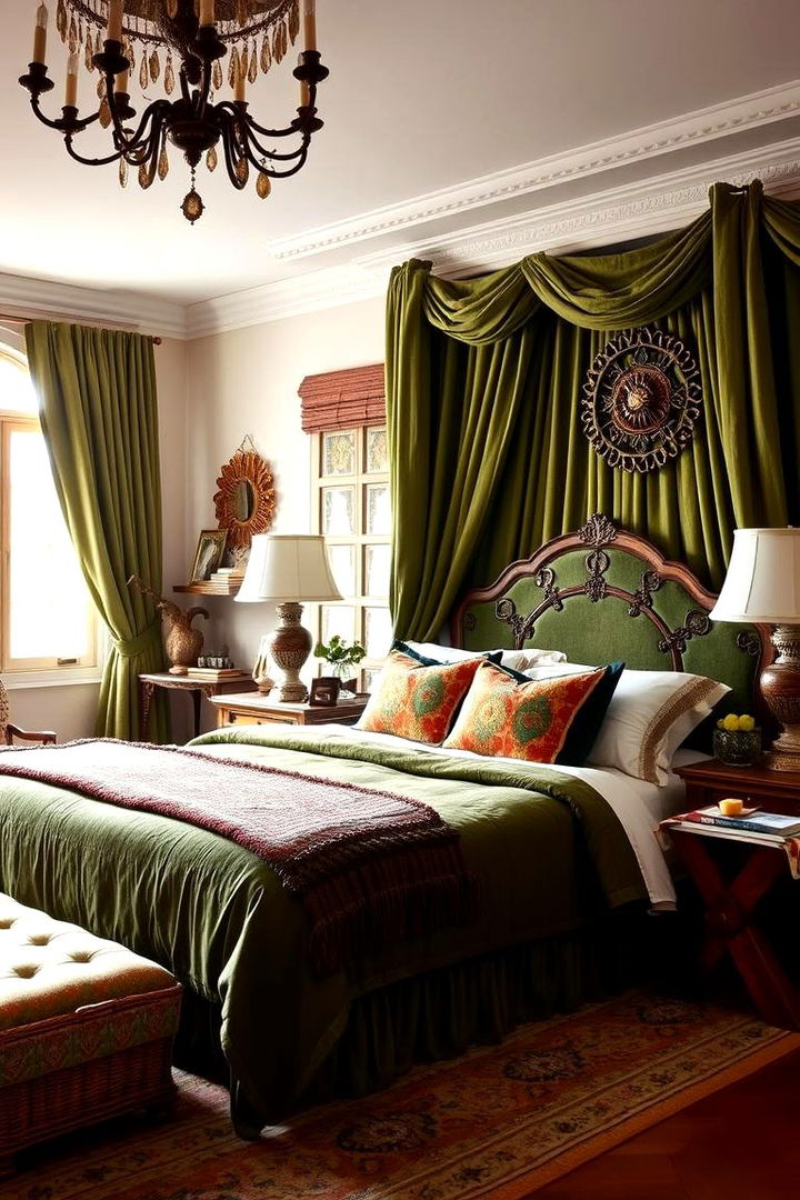 Boho Luxe Eclectic Warm Tones - 22 Green and Brown Bedroom Ideas