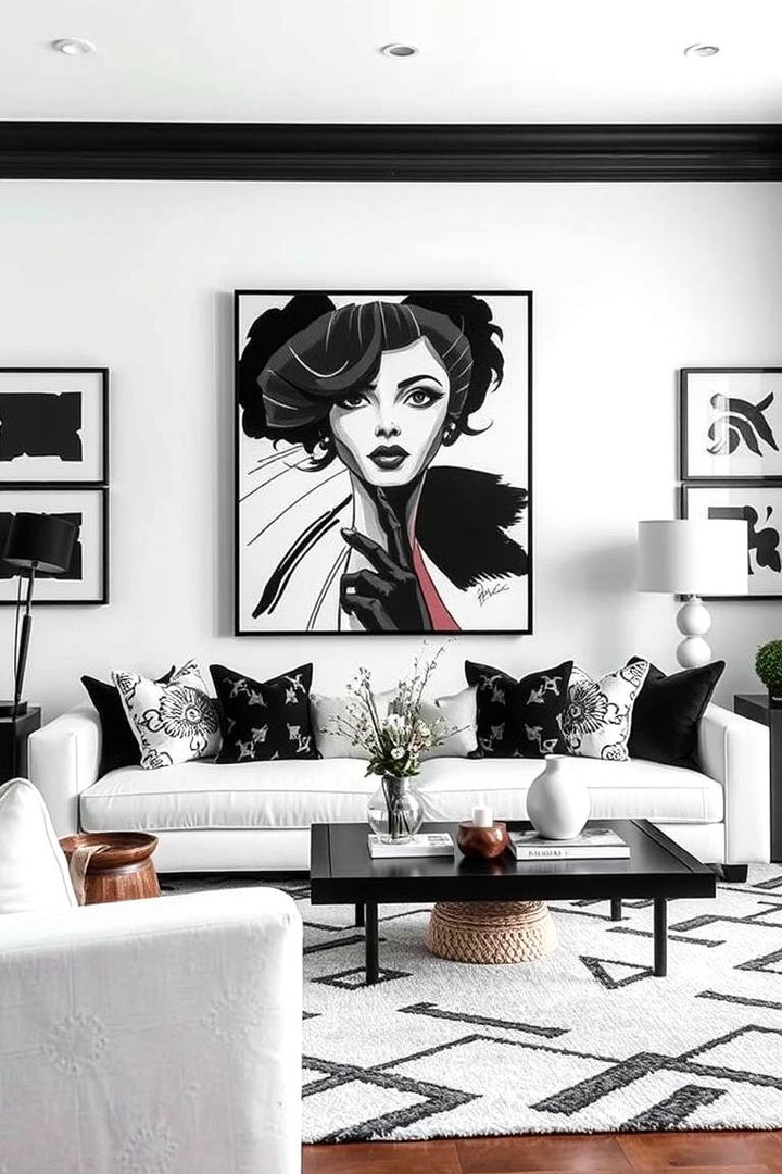 Bold Accent Artistry - 22 Grey and White Living Room Ideas
