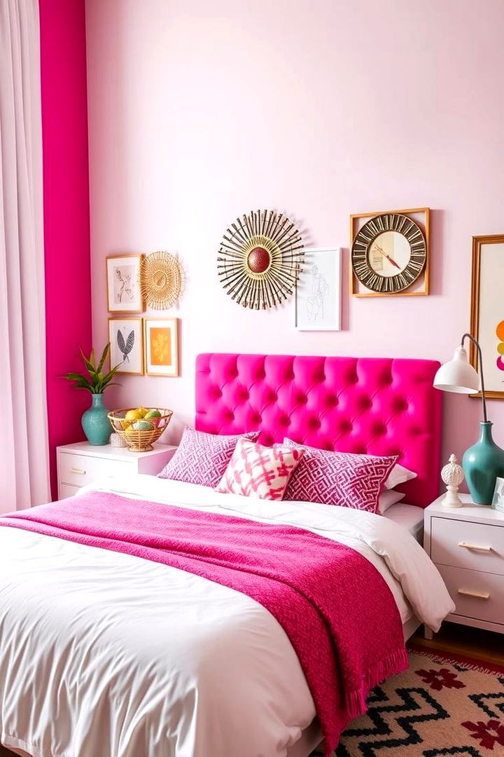 Bold Accent Inspirations - 22 Pink and White Bedroom Ideas
