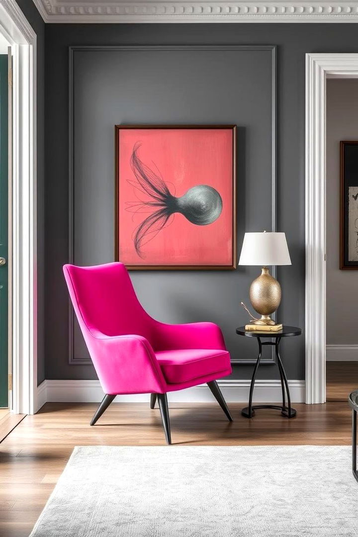 Bold Accent Statements - 22 Pink and Grey Living Room Ideas
