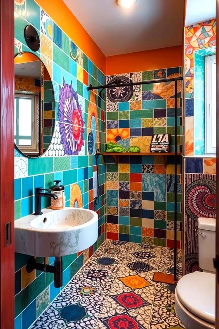 Bold Accent Tiles and Patterns - 22 Apartment Bathroom Ideas