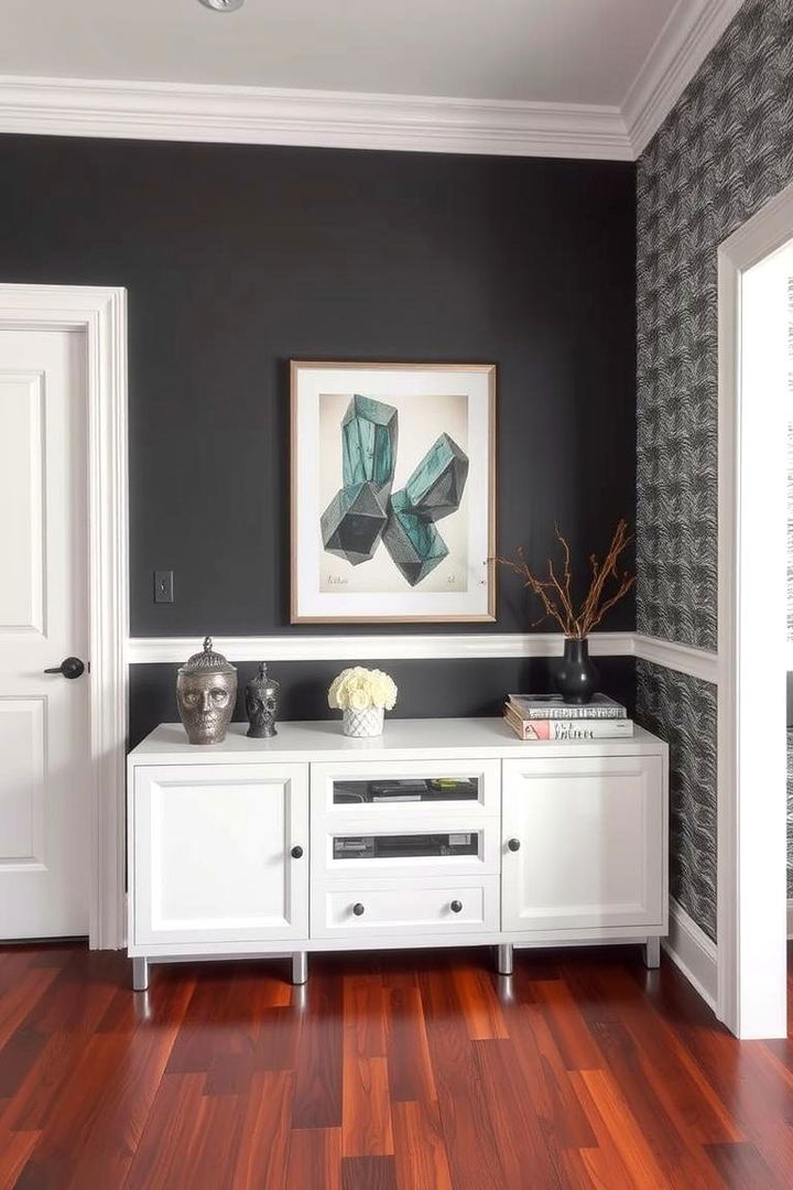 Bold Accent Wall Focus - 22 Grey and White House Interior Design Ideas