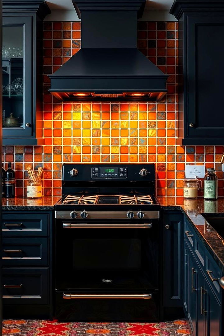 Bold Accent Walls - 22 Small Kitchen with Black Appliances Ideas