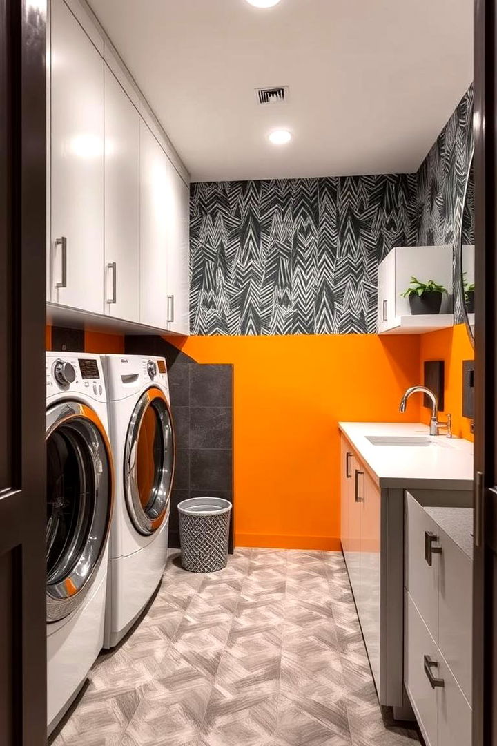 Bold Accent Walls and Patterns - 22 Modern Laundry Room Ideas