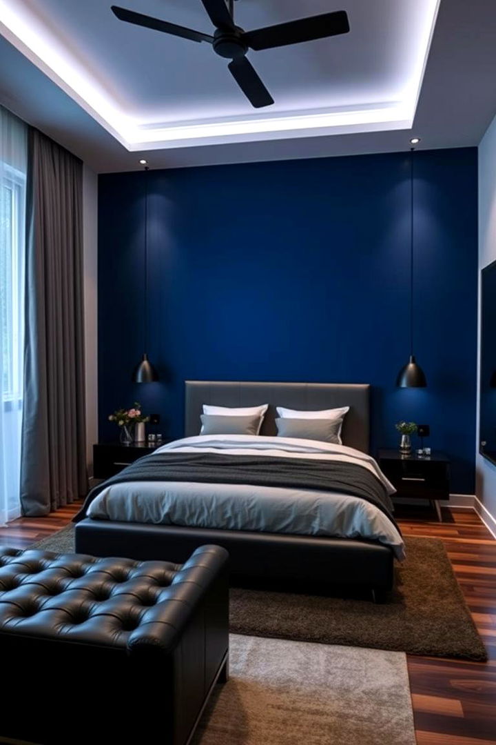 Bold Accent Walls for Visual Impact - 22 Black and Blue Bedroom Ideas