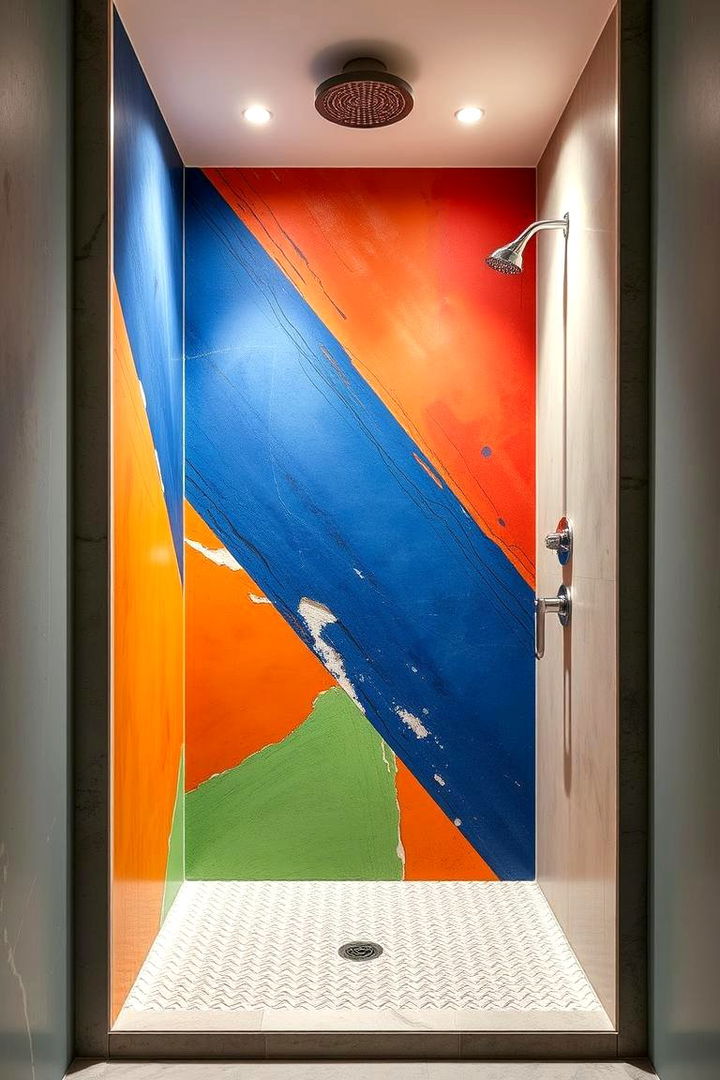 Bold Accent Walls to Elevate the Space - 22 Small Bathroom Walk in Shower Ideas