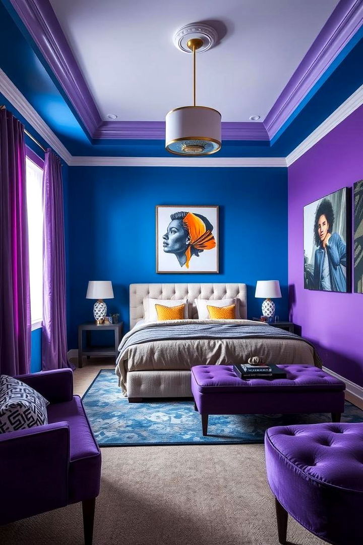 Bold Accent with Blue and Purple - 22 Blue and Purple Bedroom Ideas