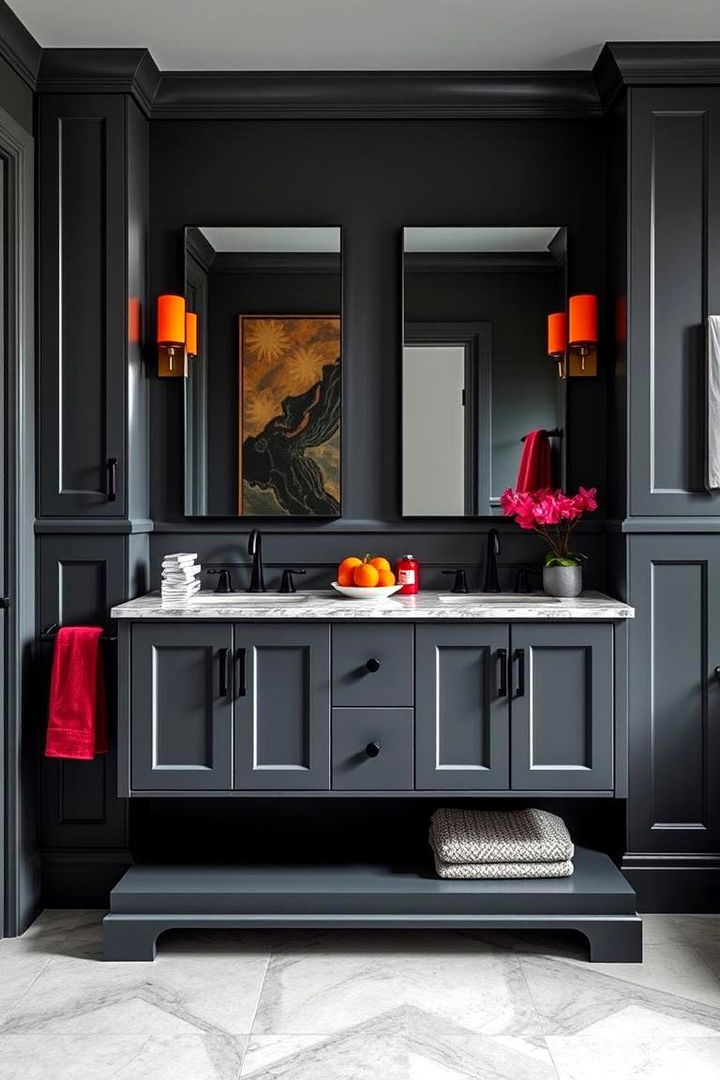 Bold Accented Grey Vanity - 22 Grey Bathroom Vanity Design Ideas