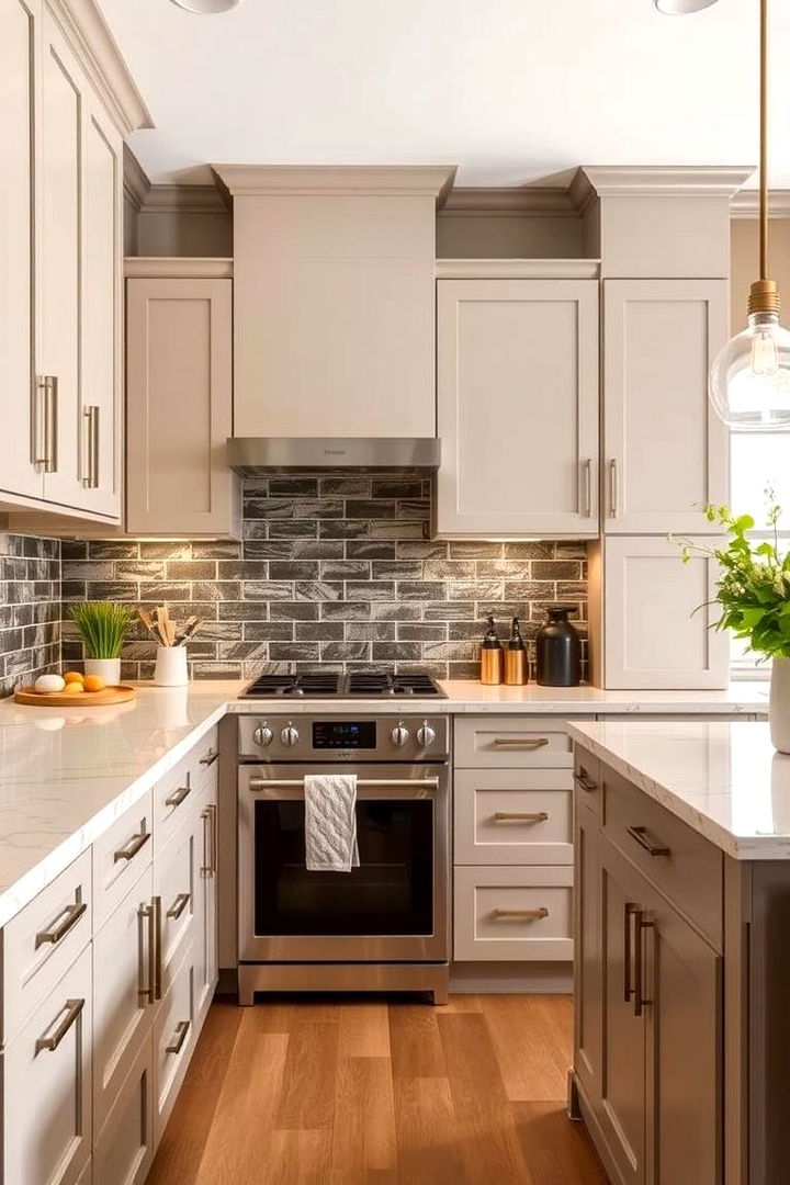 Bold Accents in Greige Kitchens - 22 Greige Interior Design Ideas