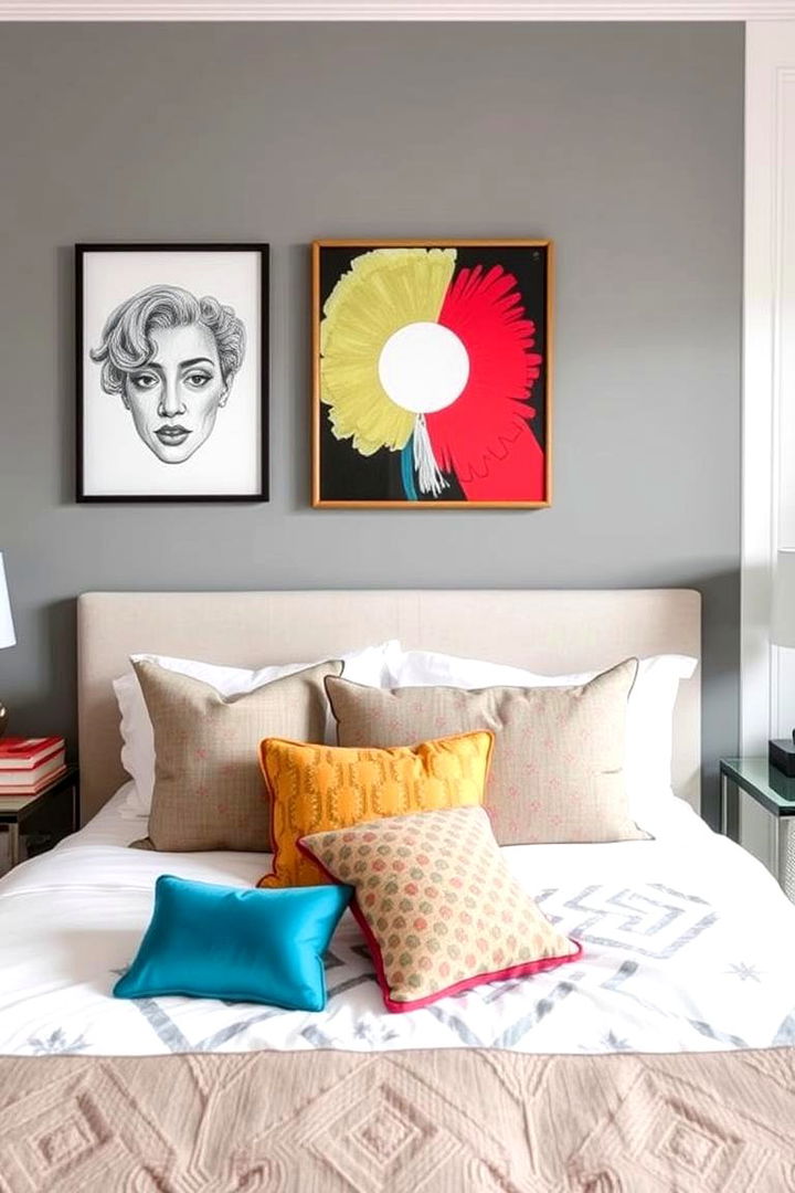 Bold Accents in Neutral Palette - 22 Grey and White Bedroom Ideas