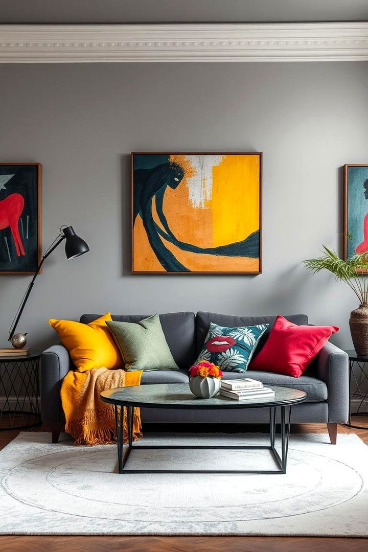 Bold Accents in a Grey Palette - 22 Grey Boho Bedroom Ideas