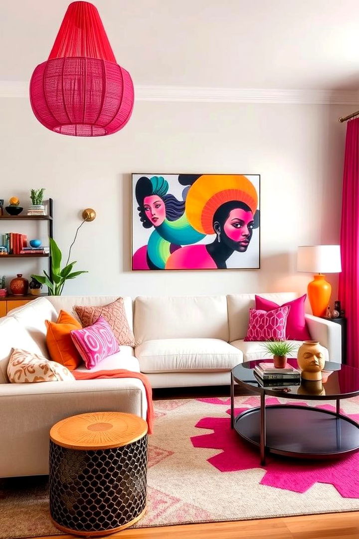 Bold Accents with Neutrals - 22 Cream Couch Living Room Ideas