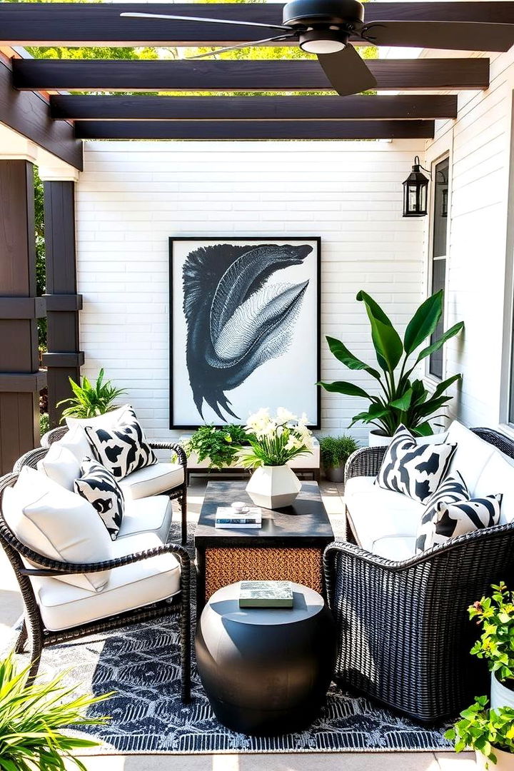 Bold Accessories and Accents - 22 Black and White Patio Ideas