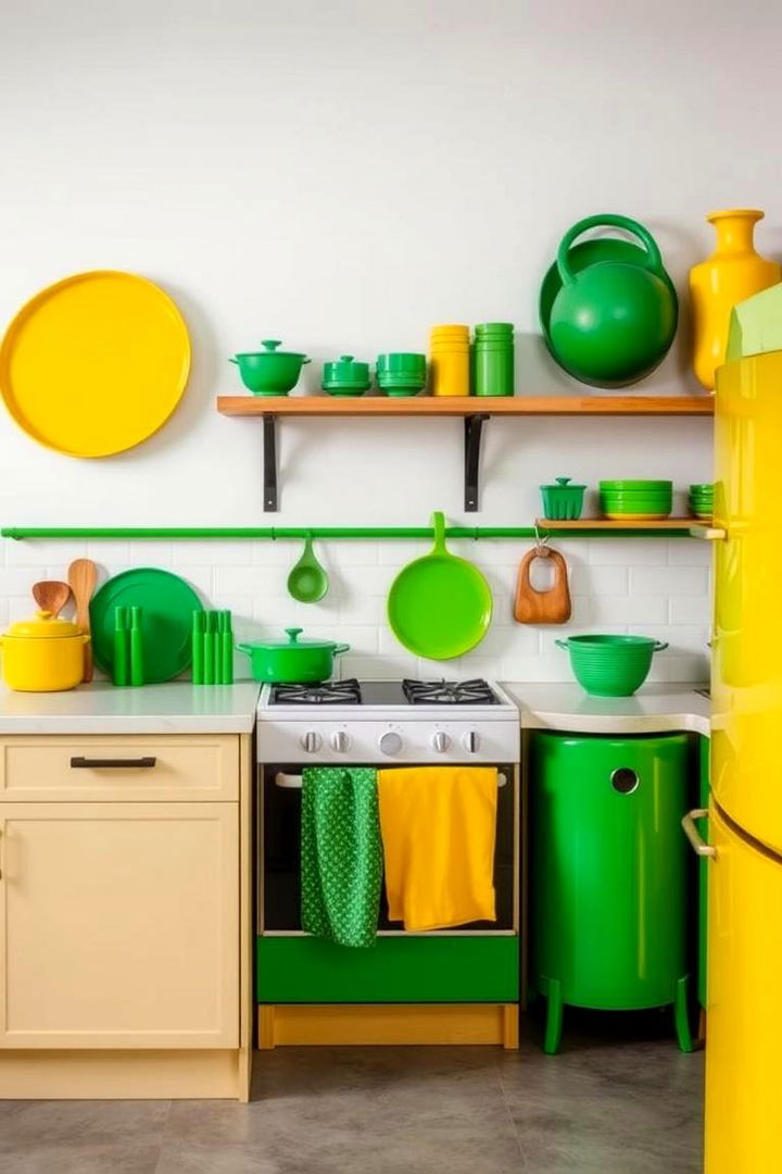 Bold Accessory Statements - 22 Green and Yellow Kitchen Ideas