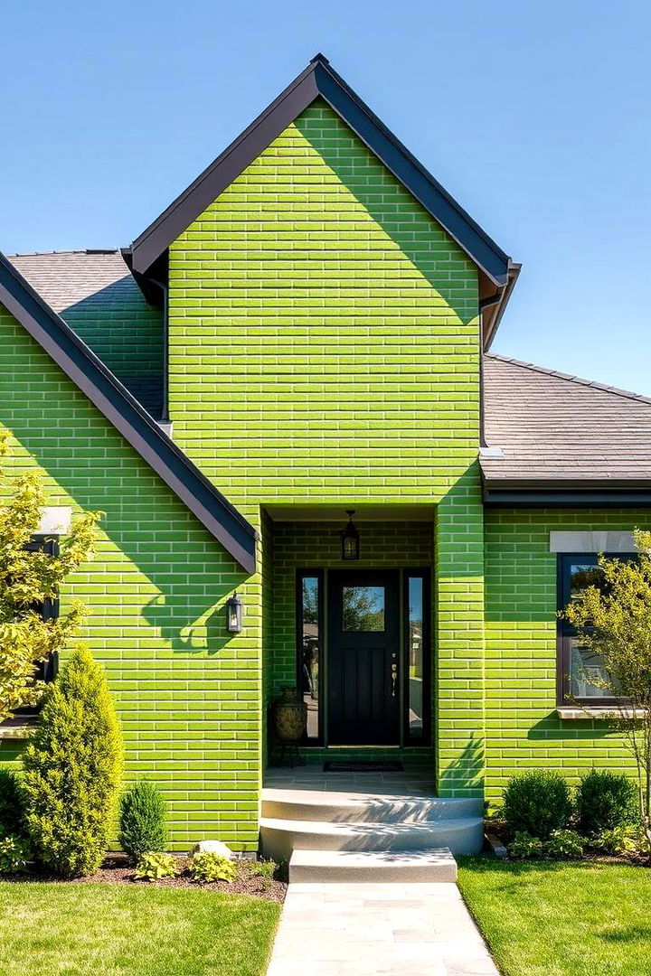 Bold Architectural Lines in Brick - 22 Green Brick Exterior Home Ideas