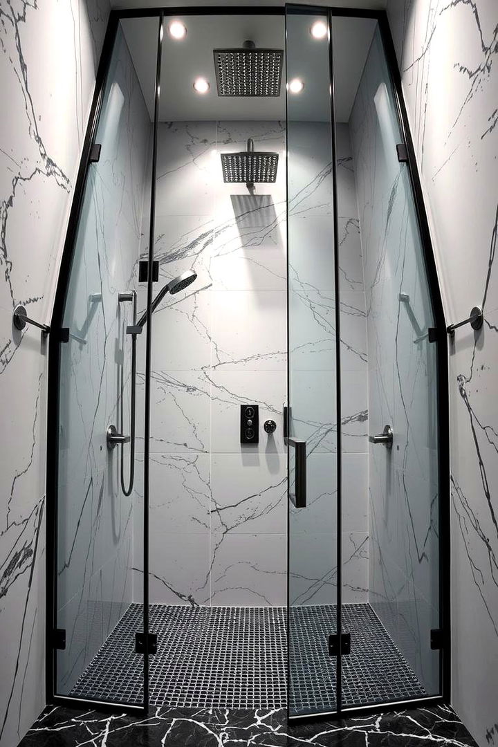 Bold Architectural Lines - 22 Corner Shower Ideas