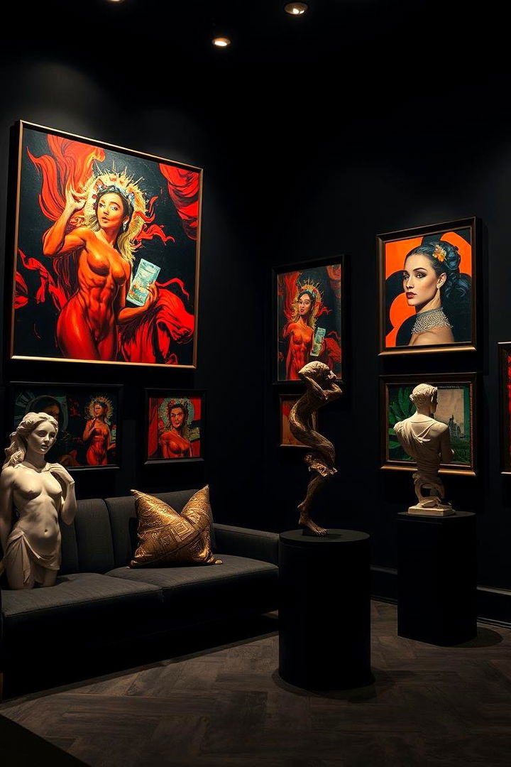 Bold Art Pieces - 22 Black Living Room Ideas