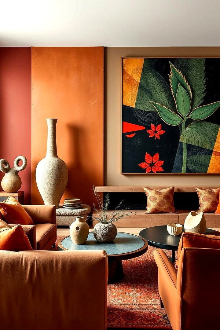 Bold Artful Statements - 22 terracotta living room ideas