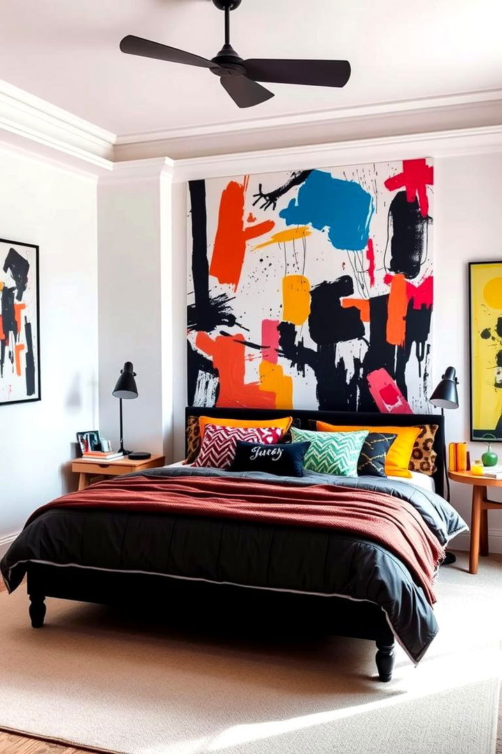 Bold Artistic Black Headboard - 22 Black Headboard Bedroom Ideas