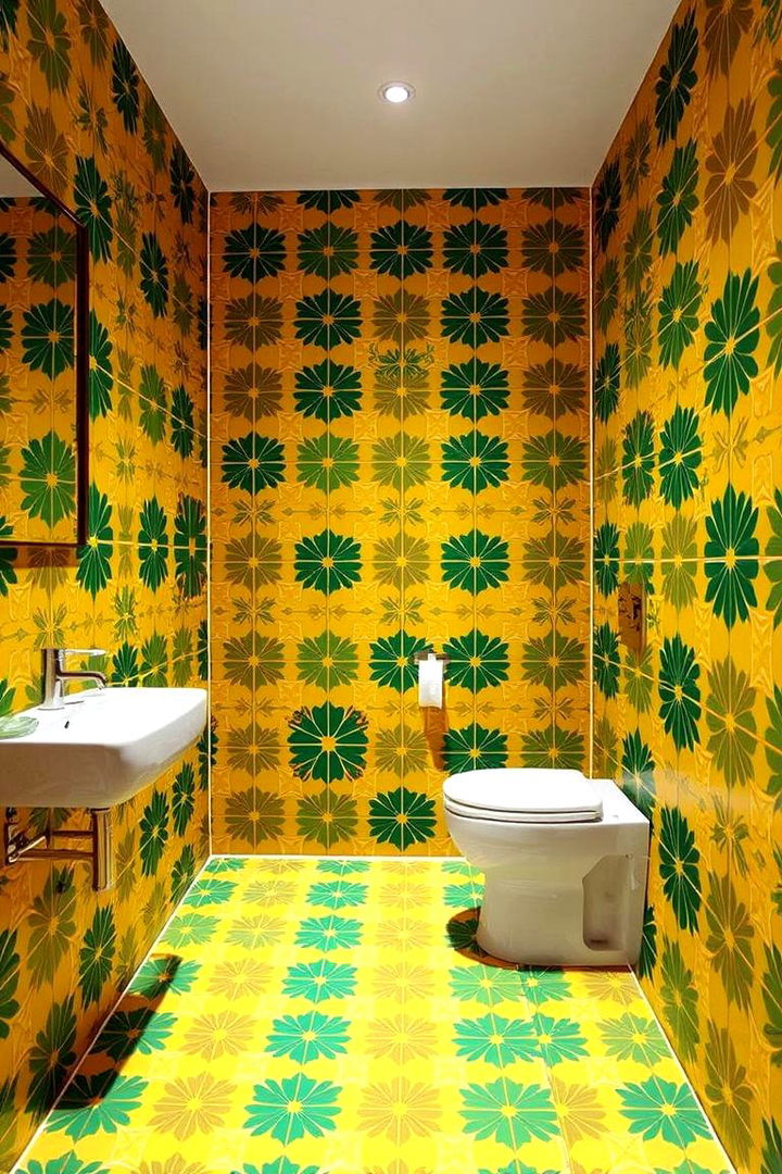 Bold Bathroom Tile Combinations - 22 Yellow and Green Bathroom Ideas