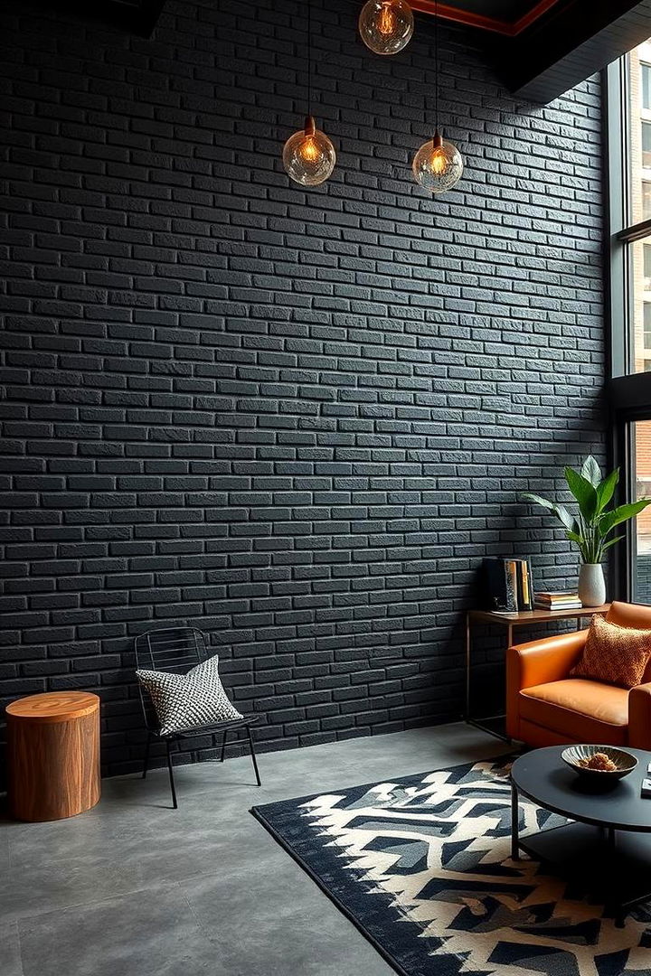 Bold Black Brick Accent - 22 Brick Accent Wall Ideas
