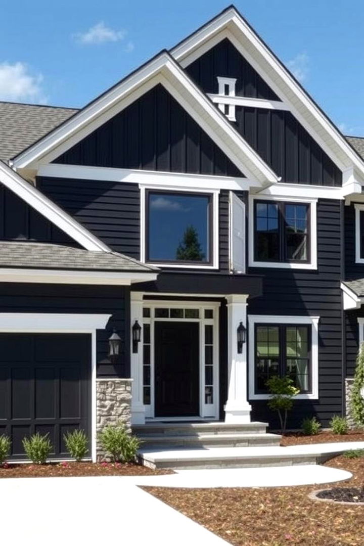 Bold Black Contrast - 22 Board and Batten Siding Colors