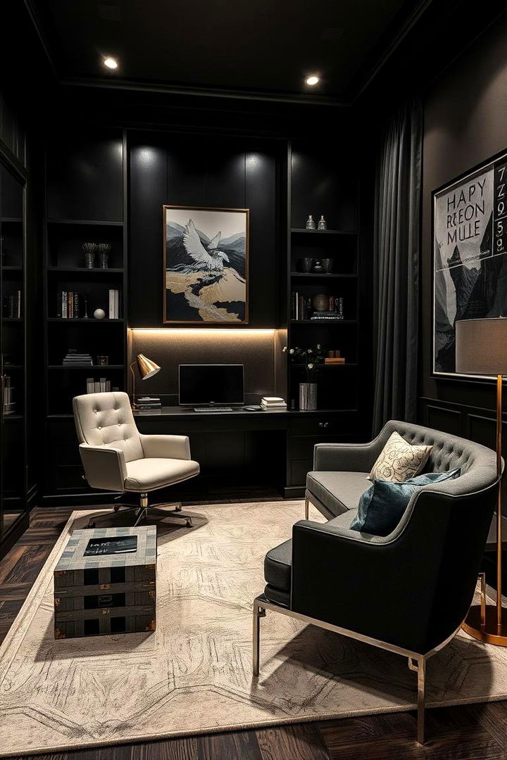 Bold Black Drama in Home Offices - 22 Monochromatic Color Schemes for Rooms