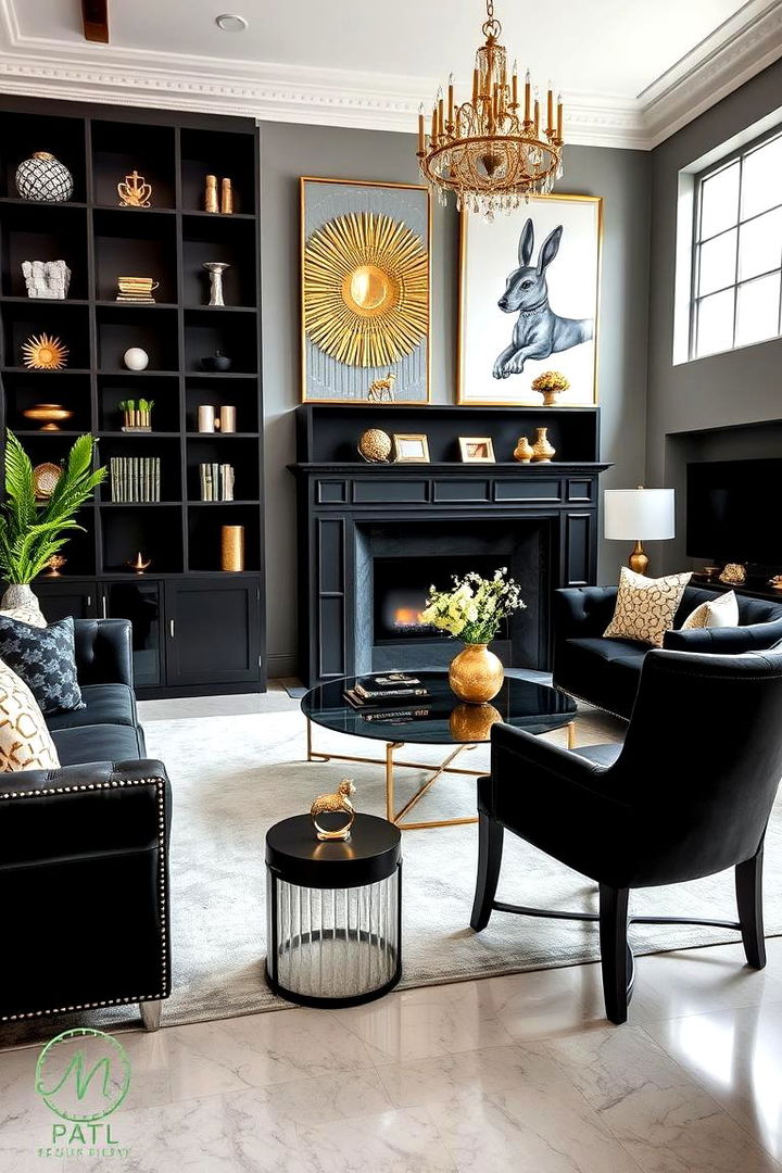 Bold Black Furniture Pieces - 22 Black and Gold Living Room Ideas