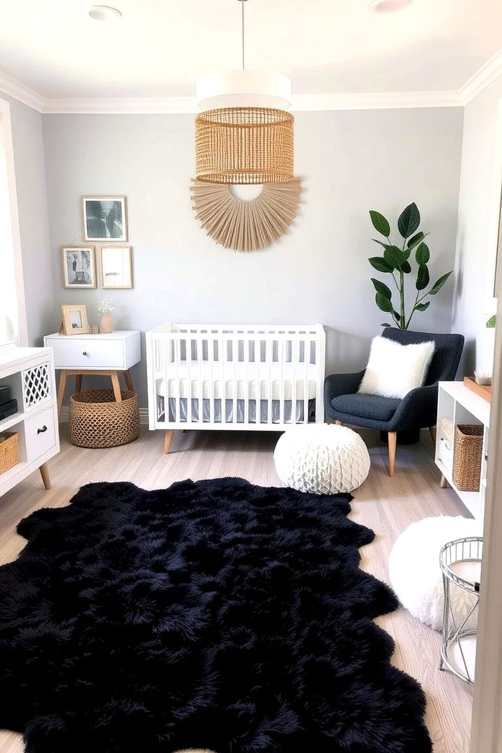 Bold Black Nursery Rug - 22 Black Nursery Ideas