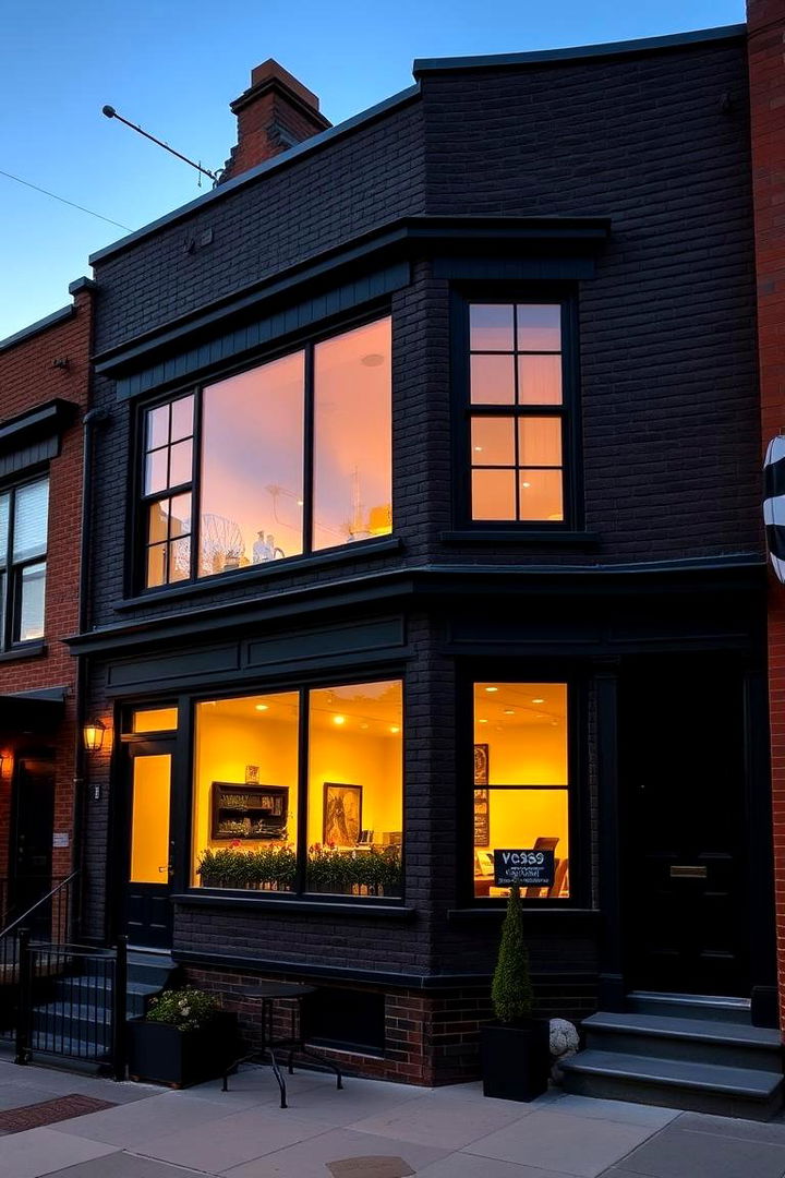 Bold Black Statement - 22 Exterior Brick Paint Color Ideas
