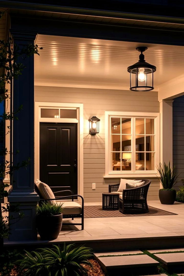 Bold Black Statement Lighting - 22 Black Porch Ideas