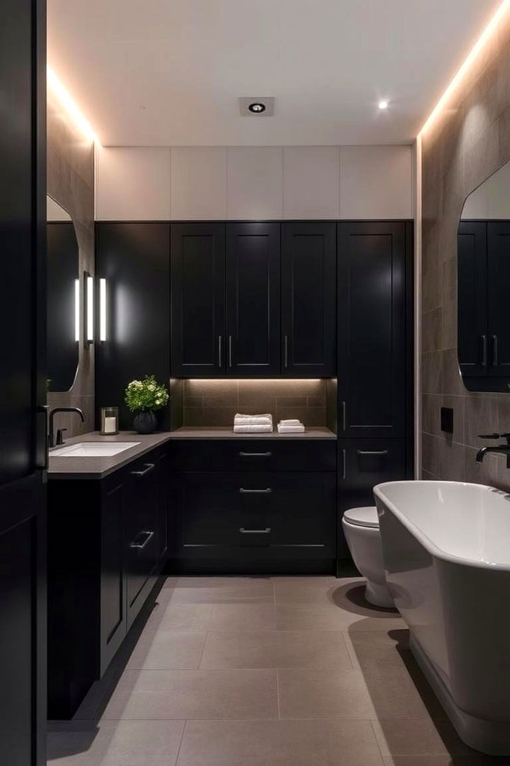 Bold Black Statement - 22 Bathroom Cabinet Color Ideas