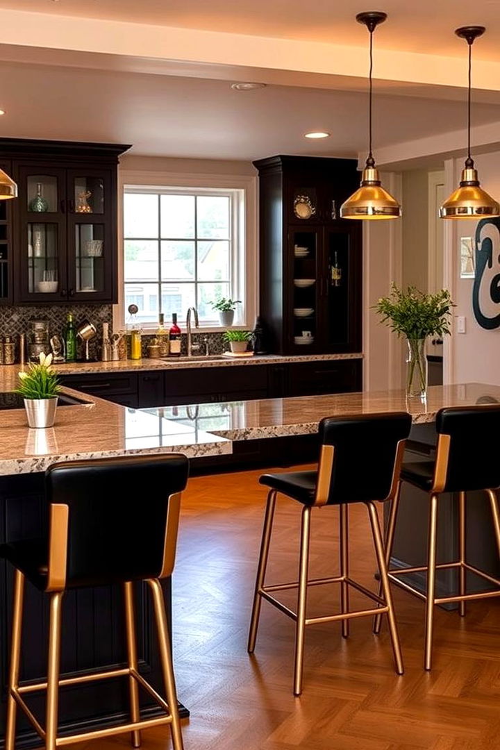 Bold Black and Gold Bar Stools Statement - 22 Black and Gold Kitchen Ideas