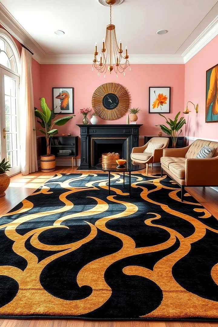 Bold Black and Gold Rugs - 22 Black and Gold Living Room Ideas