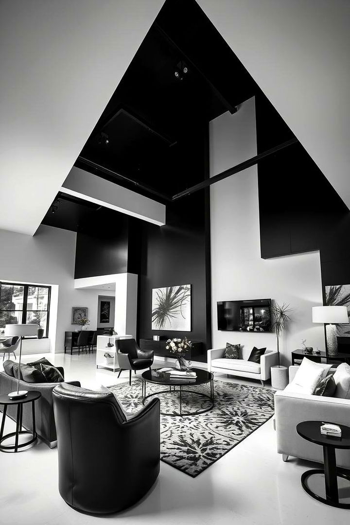 Bold Black and White Contrasts - 22 Moody Living Room Ideas
