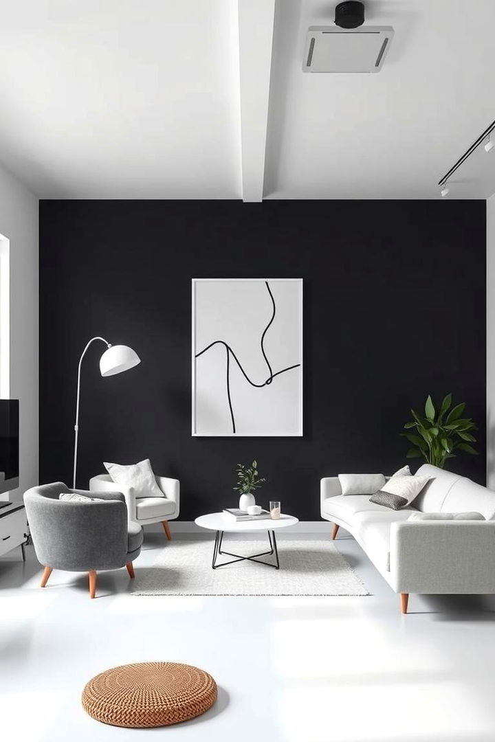 Bold Black and White Graphic Art Feature - 22 Black Accent Wall Ideas