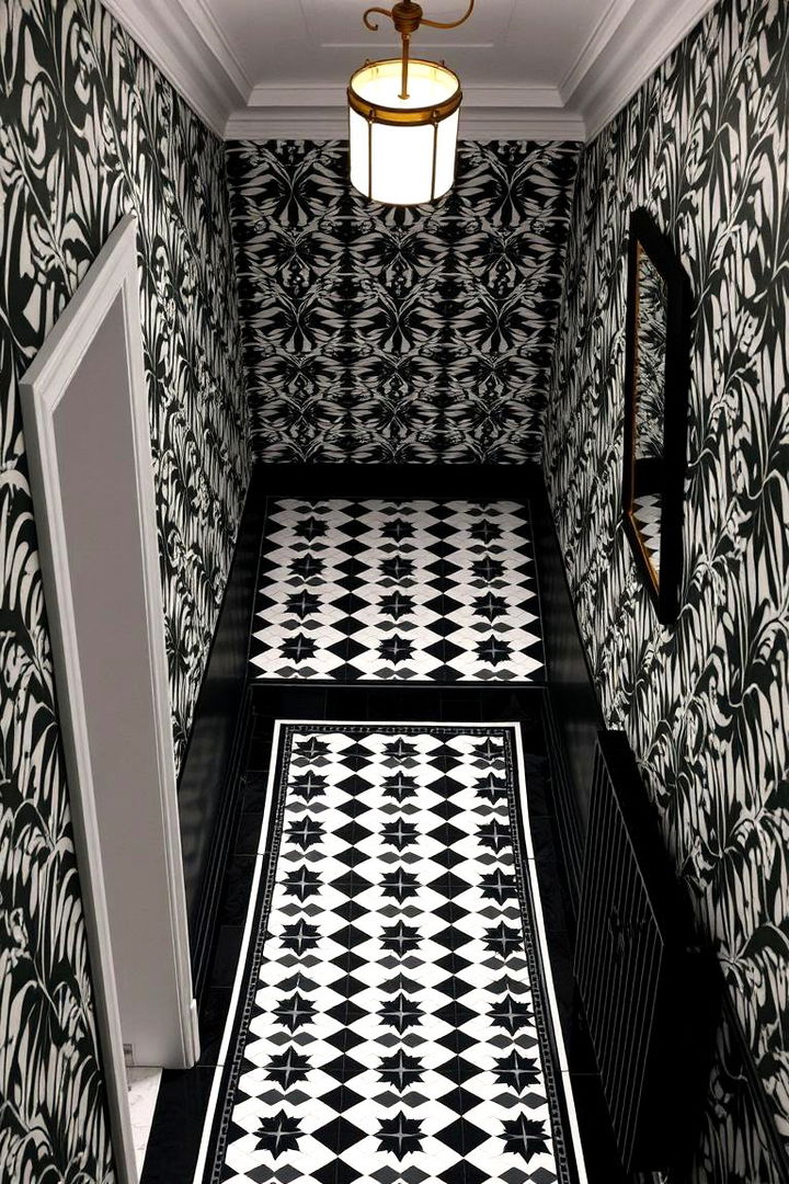 Bold Black and White Patterns - 22 Black Hallway Ideas