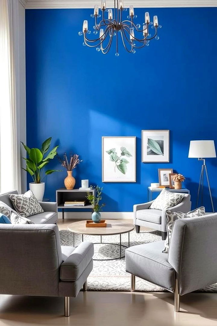 Bold Blue Accent Wall - 22 Blue and Grey Bedroom Ideas