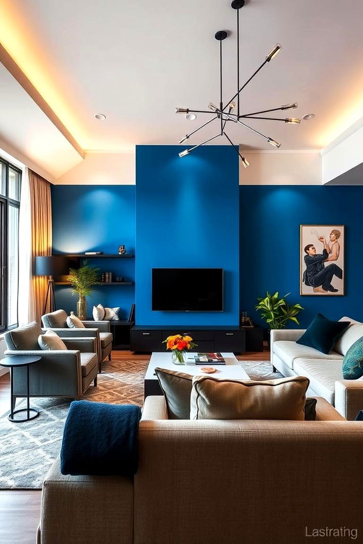 Bold Blue Accent Walls - 22 Blue Living Room Ideas
