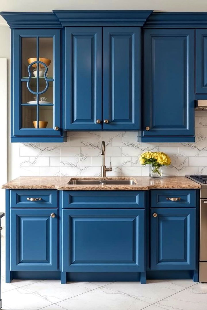 Bold Blue Cabinets A Fresh Approach to Design - 22 blue kitchen cabinets with brown granite countertops