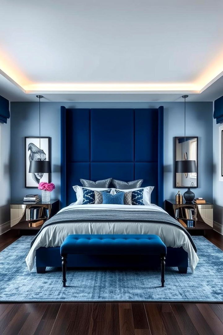 Bold Blue Contrasts - 22 Light Blue Bedroom Ideas