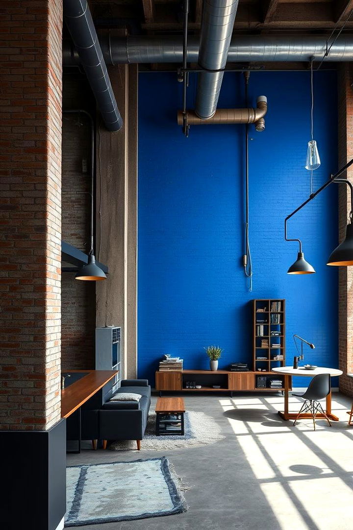 Bold Blue Industrial - 22 Blue Accent Wall Ideas