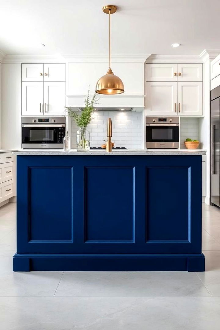 Bold Blue Kitchen Island - 22 Blue and White Kitchen Ideas