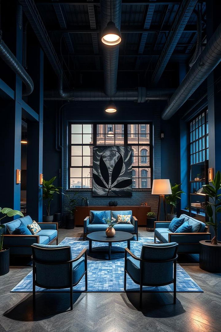 Bold Blue Urban Oasis - 22 Blue Living Room Ideas