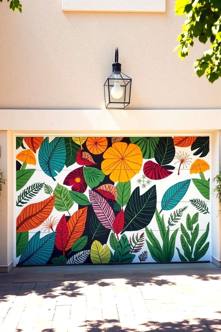 Bold Botanical Patterns - 22 Green Garage Door Ideas