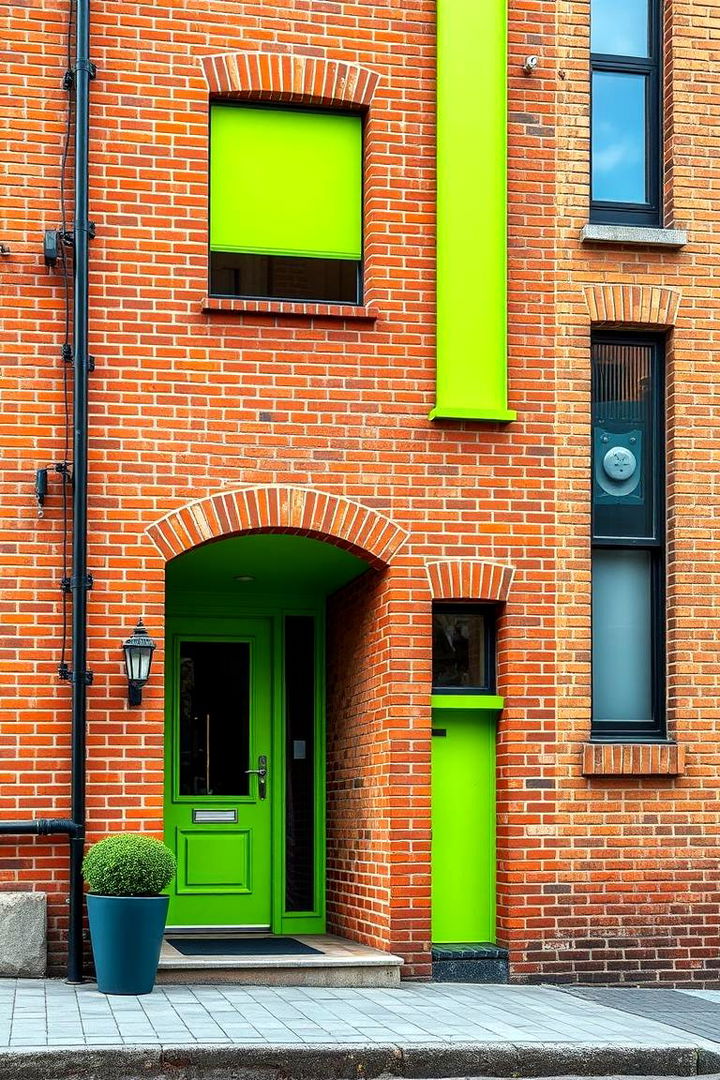Bold Brick with Playful Lime Green Sparkle - 22 Exterior Brick and Paint Color Combinations
